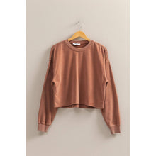 Load image into Gallery viewer, Blue Cropped Sweatshirt With Raw Hem