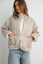 Load image into Gallery viewer, FLORAL QUILTED JACKET WITH LIGHTWEIGHT BOHO PRINT: LAVENDER / IVORY