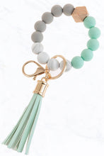 Load image into Gallery viewer, Color Silicone Beaded Key Ring Keychain: Nude Grey