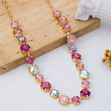 Load image into Gallery viewer, Multi-Tone Pink and Purple Crystal Tennis Necklace| Gold