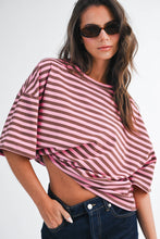 Load image into Gallery viewer, Oversized Stripe Boyfriend Tee: Tan / Contemporary