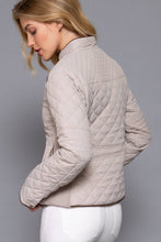 Load image into Gallery viewer, Suede Piping Detail Rib Quilted Padding Jacket : TAUPE