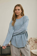 Load image into Gallery viewer, BOXY TEXTURED LONG SLEEVE WASHED KNIT TOP : BROWN