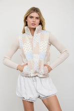 Load image into Gallery viewer, MULTI-PATTERN WESTERN QUILTED ZIP-UP VEST : KHAKI MULTI