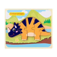 Load image into Gallery viewer, 3D Wooden Dinosaur Puzzle, Buckle Design for Early Education: Green / One Size