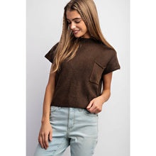 Load image into Gallery viewer, DROP SHOULDER RIB-KNIT SWEATER TOP : Brown