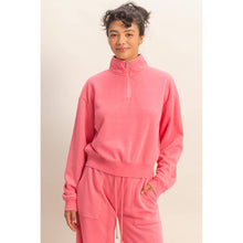 Load image into Gallery viewer, Half-Zip Burnout French Terry Pullover: BLUE