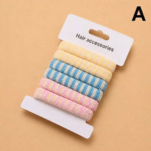 Load image into Gallery viewer, Striped Terry Hair Ties 6-Pc Set | Blue