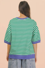 Load image into Gallery viewer, NT12481-Oversized Stripe Casual Knit Top: RED/CREAM / S-M-L/2-2-2