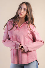 Load image into Gallery viewer, Mineral Washed Oversized French Terry Knit Top: MOCHA