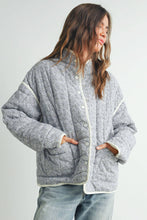 Load image into Gallery viewer, FLORAL QUILTED JACKET WITH LIGHTWEIGHT BOHO PRINT: LAVENDER / IVORY