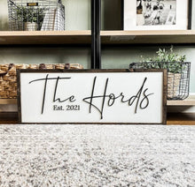 Load image into Gallery viewer, Personalized Last Name Established Sign: Dark Walnut