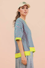 Load image into Gallery viewer, NT12481-Oversized Stripe Casual Knit Top: RED/CREAM / S-M-L/2-2-2