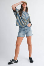 Load image into Gallery viewer, Oversized Stripe Boyfriend Tee: Tan / Contemporary