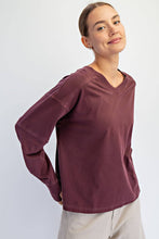 Load image into Gallery viewer, PIGMENT WASHED COTTON V-NECK TOP: Regency Green