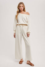 Load image into Gallery viewer, WIDE NECK OFF THE SHOULDER KNIT JUMPSUIT: IVORY