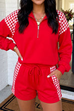 Load image into Gallery viewer, LAS Plaid Patchwork Zipper Collar Shorts Set (S-XL): Coffee / S