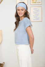 Load image into Gallery viewer, WASHED SHORT SLEEVE BOXY KNIT TOP : GREY