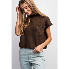 Load image into Gallery viewer, DROP SHOULDER RIB-KNIT SWEATER TOP : Brown