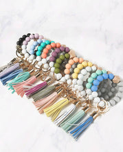 Load image into Gallery viewer, Color Silicone Beaded Key Ring Keychain: Nude Grey
