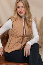 Load image into Gallery viewer, Suede Piping Detail Rib Quilted Padding Vest: OLV-olive oil / S