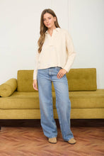 Load image into Gallery viewer, EXPOSED SEAM LONG SLEEVE TEXTURED KNIT POLO: BUTTER YELLOW