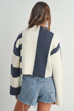 Load image into Gallery viewer, Color Block Mock Turtleneck Sweater: NAVY / IVORY