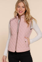 Load image into Gallery viewer, Suede Piping Detail Rib Quilted Padding Vest: TPE-pale taupe / S