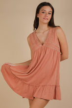 Load image into Gallery viewer, Trim Detail V-Neck Knit Mini Dress: CORAL