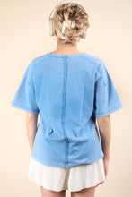 Load image into Gallery viewer, Mineral Washed Knit Top with Pocket: PINK