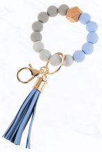 Load image into Gallery viewer, Color Silicone Beaded Key Ring Keychain: Nude Grey