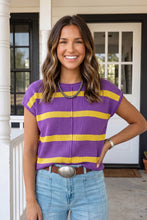 Load image into Gallery viewer, LAS Striped Cap Sleeve Knit Sweater (S-4X): Brown Stripe / M