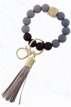Load image into Gallery viewer, Color Silicone Beaded Key Ring Keychain: Nude Grey