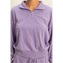Load image into Gallery viewer, Half-Zip Burnout French Terry Pullover: BLUE