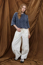Load image into Gallery viewer, WASHED 3/4 SLEEVE TURTLENECK CABLE KNIT PULLOVER: DARK BROWN