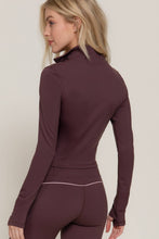 Load image into Gallery viewer, Long Sleeve Piping Detail Active Wear Jacket: GRN-jade green/off white / M