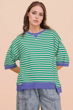 Load image into Gallery viewer, NT12481-Oversized Stripe Casual Knit Top: RED/CREAM / S-M-L/2-2-2