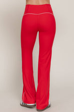 Load image into Gallery viewer, Waist Band Contrast Piping Detail Workout Pants: GRN-jade green/off white / S