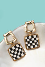 Load image into Gallery viewer, DOUBLE SQUARE CHEKER DROP EARRINGS | 80E6941: GOLD