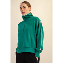 Load image into Gallery viewer, MODAL SCUBA PIPING QUARTER ZIP PULLOVER: Black/Cream