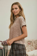 Load image into Gallery viewer, WASHED SHORT SLEEVE BOXY KNIT TOP : OLIVE