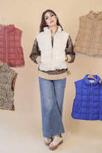 Load image into Gallery viewer, Solid & Leopard Puffer Padded Warm Vest: LEOPARD