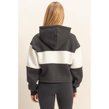 Load image into Gallery viewer, Colorblock Cropped Hoodie: WALNUT
