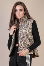 Load image into Gallery viewer, Solid & Leopard Puffer Padded Warm Vest: LEOPARD