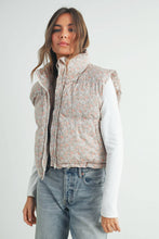 Load image into Gallery viewer, High Neck Floral Puffer Vest - BMJ7560: BLUSH / S