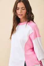 Load image into Gallery viewer, Colorblock Terry Pullover Sweatshirt: White Heather Gray / Contemporary