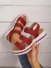 Load image into Gallery viewer, Hollow Out Buckle PU Leather Platform Sandals: Black