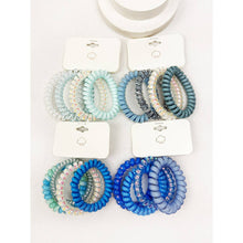 Load image into Gallery viewer, Blue Tone Multi Design Spiral Hair Ties: MIX COLOR / ONE(12)