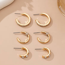 Load image into Gallery viewer, Gold-Tone Crystal Huggie Hoop Earring Set | 80E61880: SET