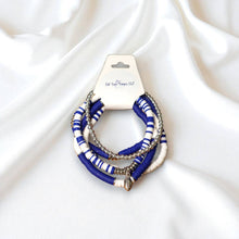 Load image into Gallery viewer, Royal Blue and White Game Day Bracelet Stack